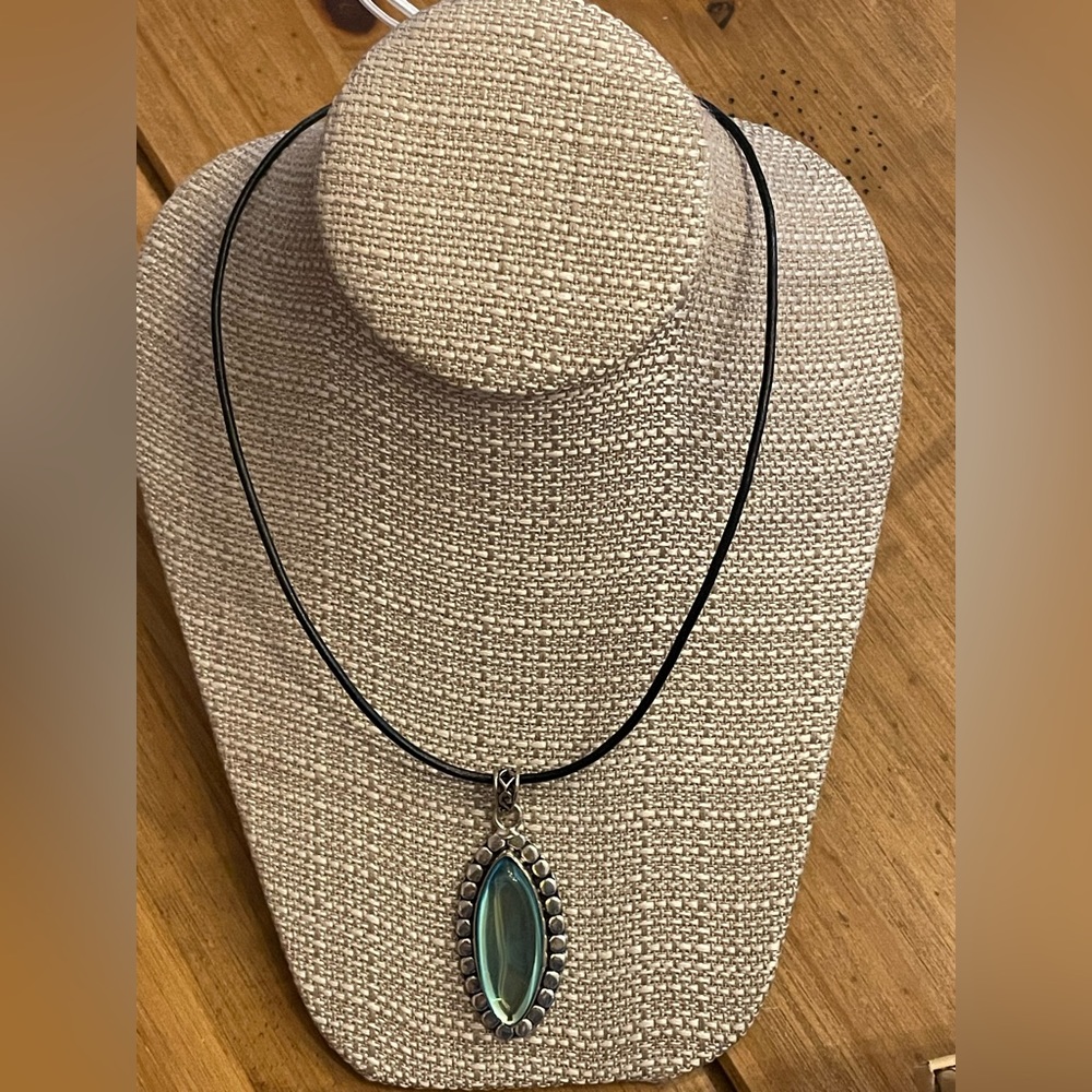 Handmade stamped 925 Stone necklace on chord